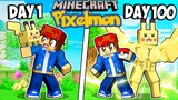 I Survived 100 Days as a POKEMON in Minecraft