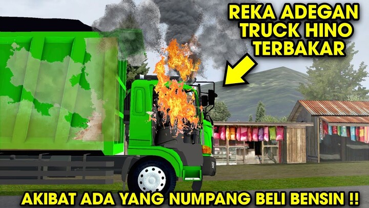 Viral Reka Adegan Truck Hino Kebak4ran Akibat Merokok Versi BUSSID Terbaru