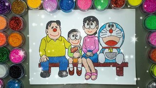 Gia Đình Nobita 🎨 Vẽ Và Tô màu Tranh Cát Nhân  Vật Hoạt Hình Doraemon - Học Màu Sắc | Heo Xinh