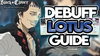 BLUE DEBUFFER LOTUS COMPLETE GUIDE: BEST GEAR, TALENT TREE, SKILL PAGE & TEAMS - Black Clover Mobile