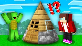 Mikey and JJ Built a CONICAL HOUSE in Minecraft (Maizen)