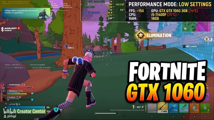 FORNITE - GTX 1060 3GB - I5 11400F