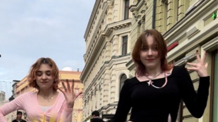 Russian girl spinning around, unusual
