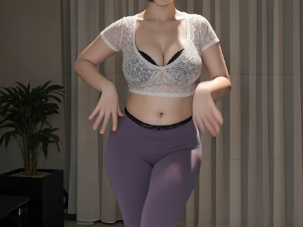 Slightly plus-size purple yoga pants