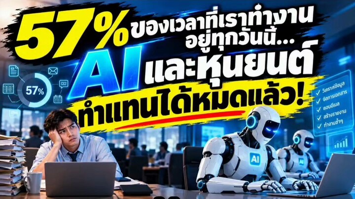 57% ของเวลาที่เราทำงานอยู่ทุกวันนี้… AI และหุ่นยนต์อาจทำแทนได้แล้ว 🤖