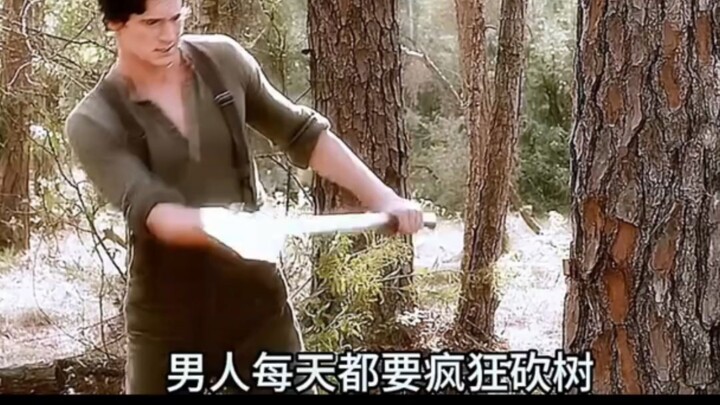A man has to chop down trees every day, and to keep things running smoothly, he even has to silver-p