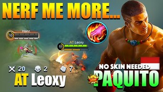 Paquito No Skin Gameplay! Brutal Punch 20 Kill | Top Global Paquito Gameplay By Leoxy ~ MLBB