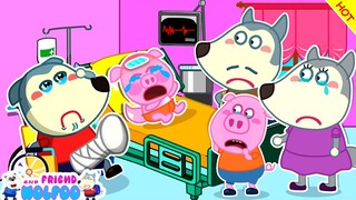 No No, Baby Piggy Got Sick! - I've Got a Boo Boo! | Funny Videos for toddlers | @wolfooandfriend