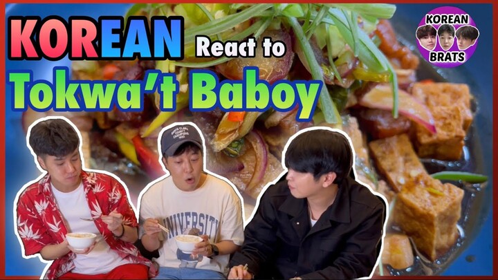 [REACT] Korean guys try Filipino food "Tokwa't Baboy"