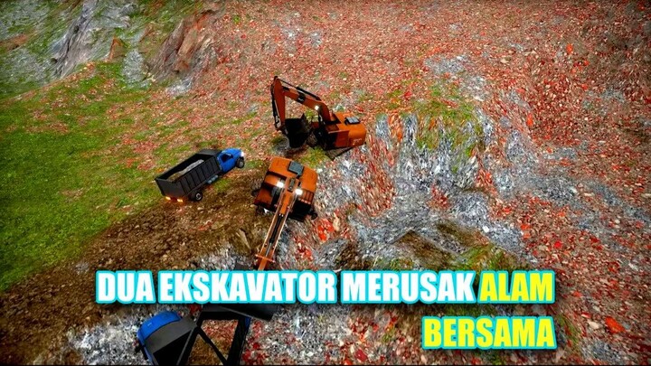 Dua Ekskavator Merusak Alam Bersama