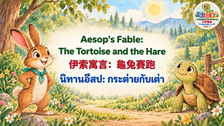 龟兔赛跑 | 儿童三语故事书 | 中文、英文、泰文