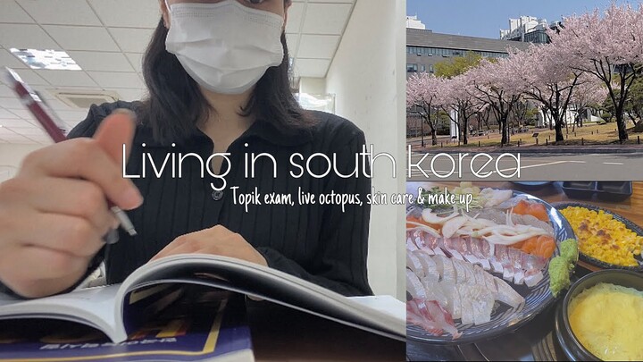 [ DU HỌC HÀN ] Thi Topik kì 81, Lần đầu thử ăn BẠCH TUỘC SỐNG, ngắm hoa anh đào