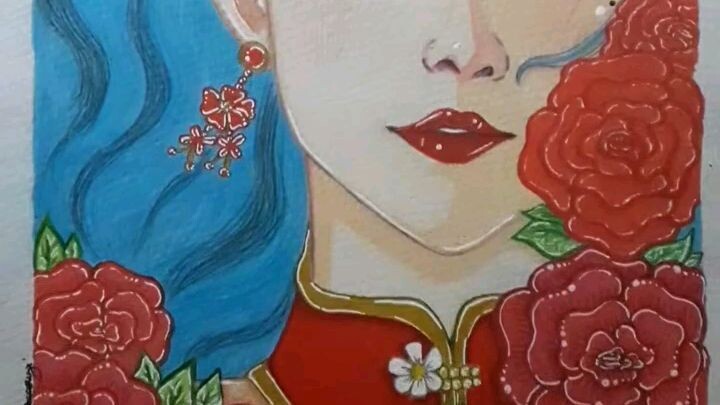 water colored with mixing colored pencil #arts