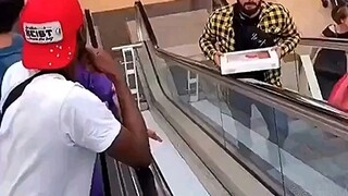 When you're riding the elevator, be sure to hold on to whatever you're carrying!