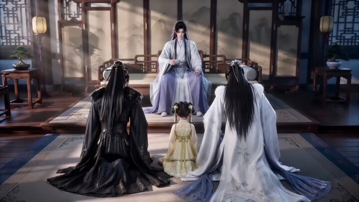 Even when punished by his wife to kneel, he still keeps himself neat and tidy.