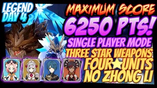 6250 DAY 4 - Legend of the Vagabond MAXIMUM SCORE Only 4 Stars TEAM WITH 3 STARS WEAPON