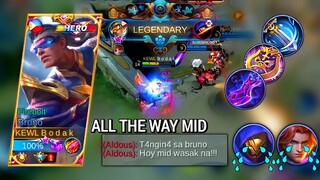 BRUNO ALL THE WAY MID GAMEPLAY | BRUNO BEST BUILD AND EMBLEM MLBB - Master Bodak