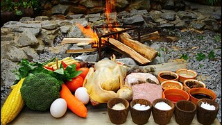 Cooking Muscovy Duck, Fry Pork, Chicken Meat,Vegetable Eating With Rice So Delicious