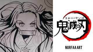 Kamado Nezuko - Demon Slayer || Black and White Drawing
