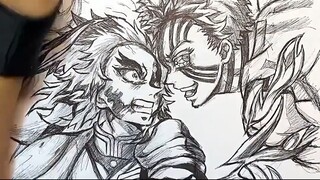 Drawing Rengoku vs Akaza #drawing #art #kimetsunoyaiba #demonslayer #rengoku #ak