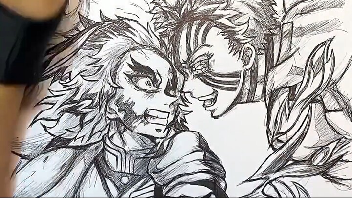 Drawing Rengoku vs Akaza #drawing #art #kimetsunoyaiba #demonslayer #rengoku #ak