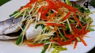 ปลากระพงนึ่งซีอิ้ว