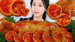 [ONHWA] Raw squid 🦑 Raw squid kimchi + Makgeolli chewing sound!