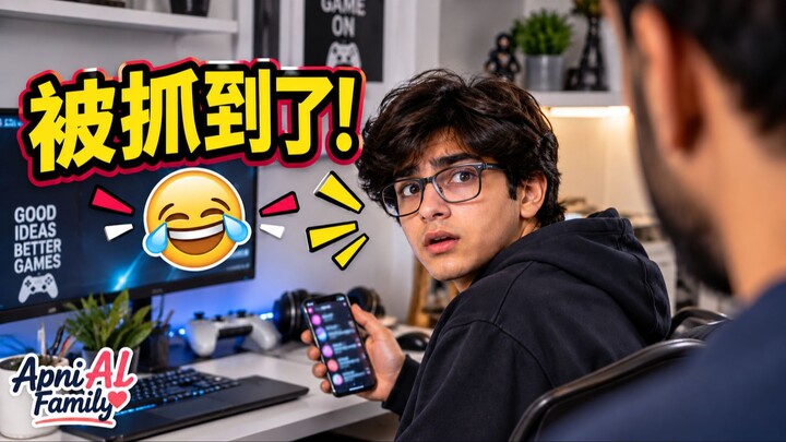 抓到了！😂 Zain以为没人会发现 | Apni AI Family.  -- “Caught! 😂 Zain thought nobody would f