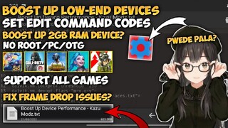 Low End Device | Boost Up Performance Without Root | 1App Only | Gaming Codes Set Edit - Kazu Modz