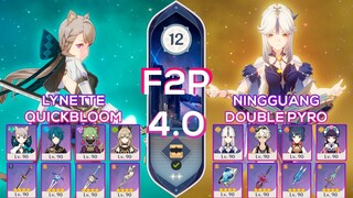 F2P NEW Spiral Abyss 4.0 Lynette HyperBloom & Ningguang Double Pyro Floor 12 9 stars Genshin Impact