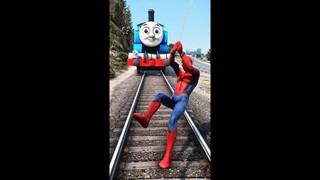 Spider Man Meets Thomas The Train Engine #Shorts