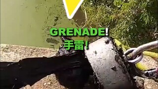 男子在河里用磁铁钓鱼，竟钓上来了个手雷！