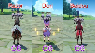 Dori vs Razor vs Beidou!!! Who is best Electro Claymore User! DMG COMPARISON