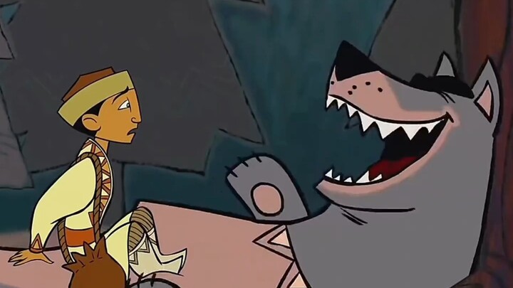 The barber conquered the python, the big gray wolf, and the witch with his sesame cakes and suona, t