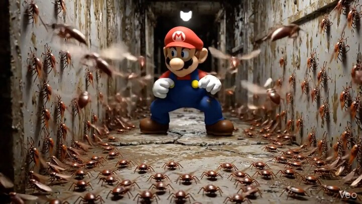 超级马里奥与蟑螂的战斗  Action between Super Mario and cockroaches