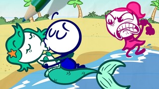 Pencilmate & Pencilmiss  👶MERMAID Cartoons👶 💓 Baby Shark Cartoon | Animation | Pencilmation