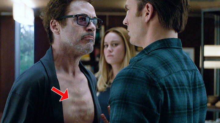 Mặc dù Người Sắt đã bình phục sau chấn thương nhưng vết sẹo trên ngực vẫn còn.