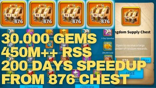 30.000 GEMS, 450M RSS, 200++ DAYS SPEEDUPS FROM 876 SUPPLY CHEST! Rise Of Kingdoms Indonesia KD 1611