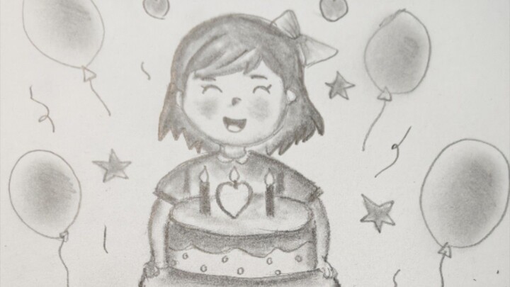 สอนวาดรูปเค้กวันเกิดหนูน้อย