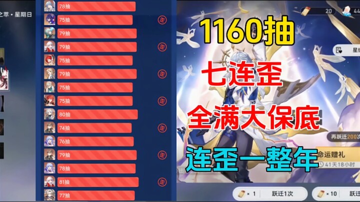Witness the miracle! 1,160 pulls with seven consecutive misses, all maxed-out guaranteed draws exhau