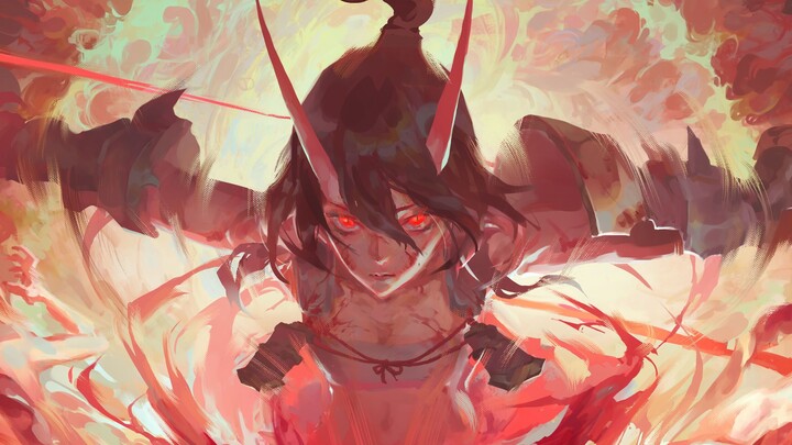[Painting Process] Akage the Demonic Blade Maiden (Onmyoji)