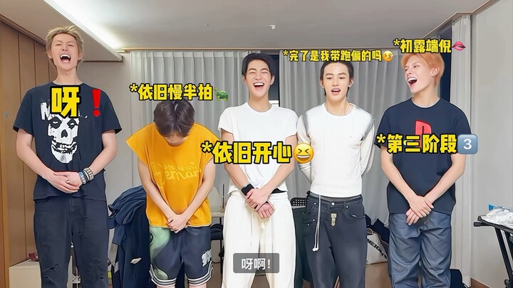 Chỉ trong một phút ngắn ngủi, năm người cùng nhau gây ra bao nhiêu trò cười, cứ như mì sợi vậy 🫰🏻