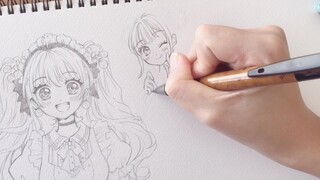 【アナログ】スケッチブック1ページに女の子描いてみた