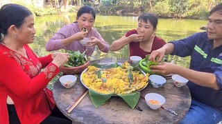 Khán giả kêu 2 vợ chồng mình chiên bánh xèo miền tây ăn với rau tập tàng | ATCL T42