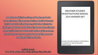 WEATHER STUDIES INVESTIGATIONS MANUAL 2014 ANSWER KEY