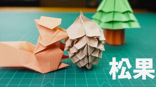 想放松一下？静下心来做一颗折纸松果，整整齐齐的折痕真好看！