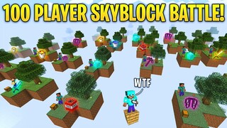 100 Player Skyblock BATTLE, But ALL Drops are RANDOM