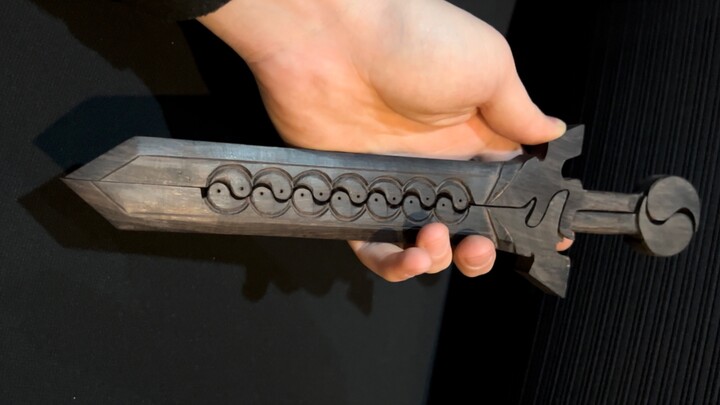The whole thing is finally assembled. I made the blade and handle perfectly straight, but this sword