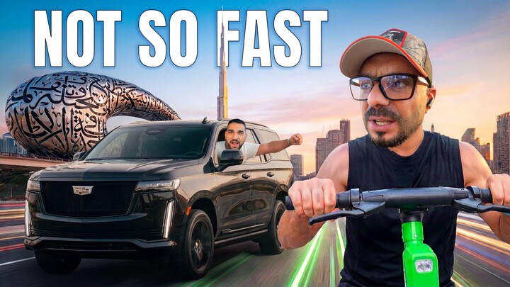 Electric-Scooter vs V8 Engine - Funny Race through Dubai