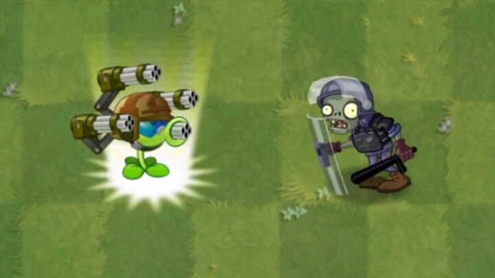 Various plants use their ultimate skills once vs. riot police zombies
